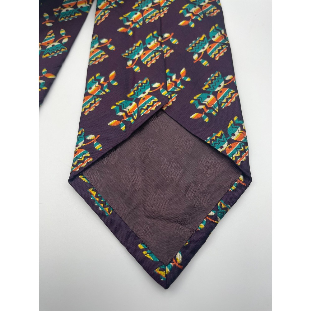 Audrey Buchner Purple Abstract Silk Tie Made in USA European Silk Geometric Mens
